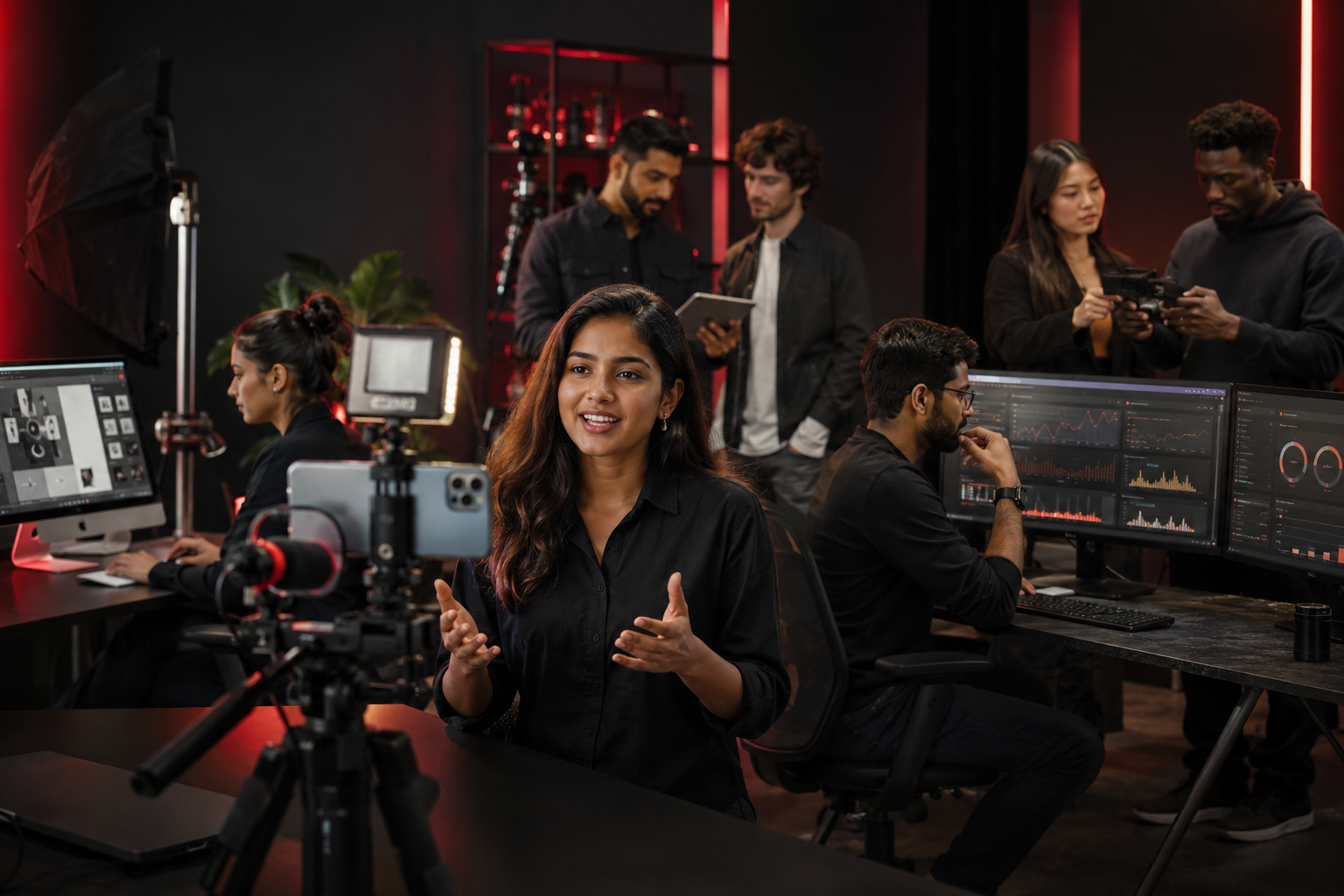 Creator and digital strategy team producing social media content